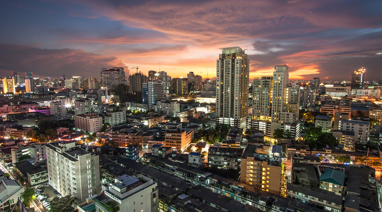 A Cityscape during sunset