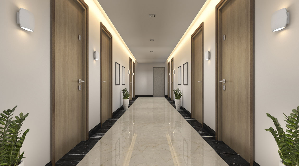 A condo hallway